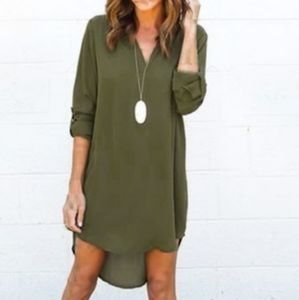 Olive green shirt dress